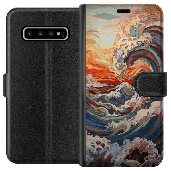 Kompatibelt Lommeboketui til Samsung Galaxy S10+ Bølger