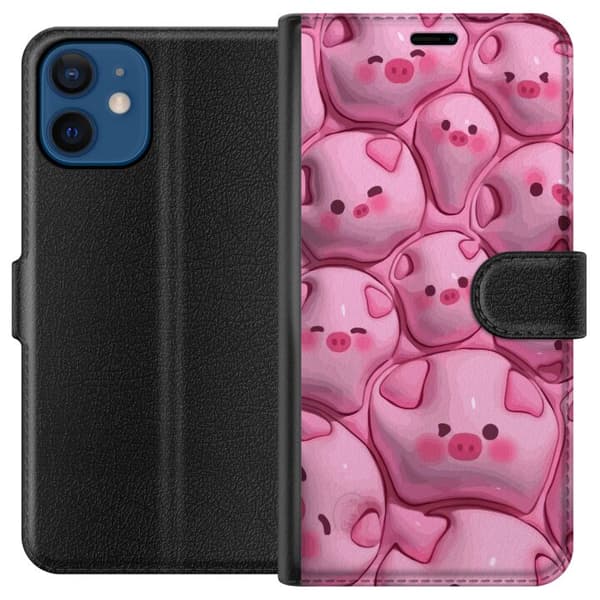 Kompatibelt Plånboksfodral till Apple iPhone 12 mini Bubbliga Grisar
