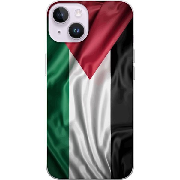 Apple iPhone 15 Genomskinligt Skal Palestinaflaggan – ikoniskt frihetsmotiv i rött, svart, vitt och grönt