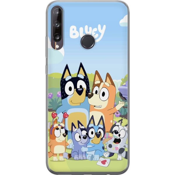 Huawei P40 lite E Genomskinligt Skal Bluey mobilskal med hela familjen i färgglad design