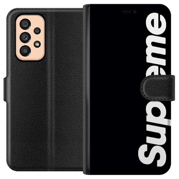Samsung Galaxy A53 5G Lompakkokotelo Supreme Musta Valkoinen Streetwear Suunnittelu Klassinen Muoti-ikoni Trendi Urbani Tyyli Graafinen Motiivi Suosit