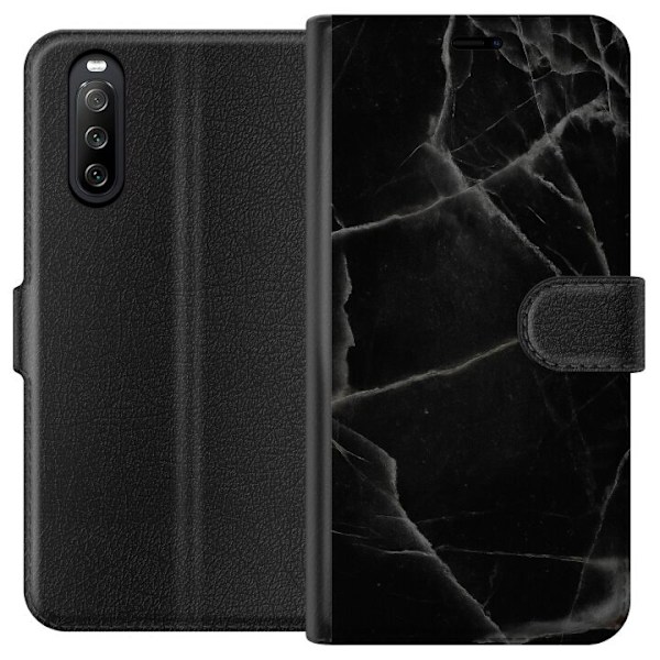 Sony Xperia 10 III Tegnebogsetui Sort marmor