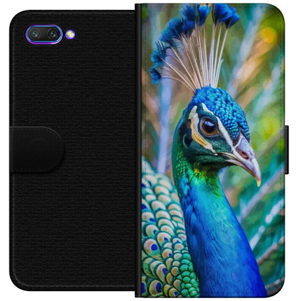 Honor 10 Lompakkokotelo Pavun Sulat Värikäs Design Lintuaihe Eksoottinen Graafinen Suunnittelu Luonto Ylellinen Koristelu