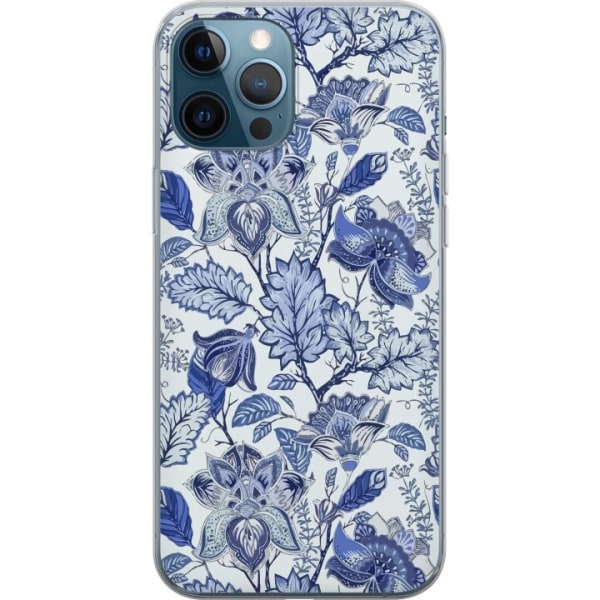 Apple iPhone 12 Pro Gennemsigtig cover Blomster Blå...
