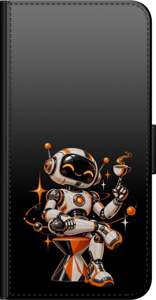 Kompatibel Tegnebogsetui til OnePlus 9 Pro Robotbarista sølv