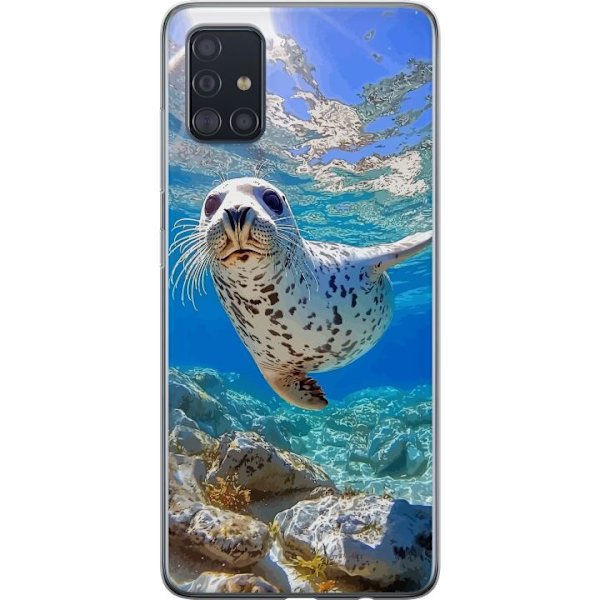 Samsung Galaxy A51 Gennemsigtig cover Salg Hav Svømning Dyremotiv Natur Vandmotiv Blåt Design Marin Tema Populært Motiv Dyreliv