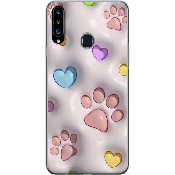 Kompatibelt Mobildeksel til Samsung Galaxy A20s Fluffy Pfoten