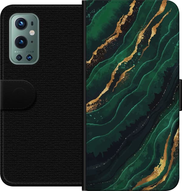 Kompatibelt Lommeboketui til OnePlus 9 Pro Marmor Gull Grønn