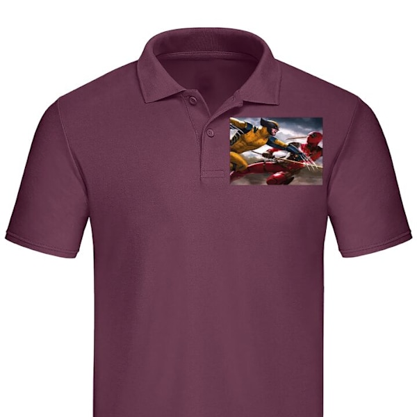 Poloshirt til Voksen | Elegant Poloshirt Wolverine Deadpool Bordeaux Stor