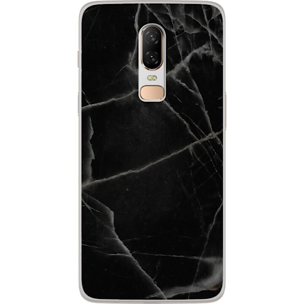 OnePlus 6 Gennemsigtig cover Sort marmor