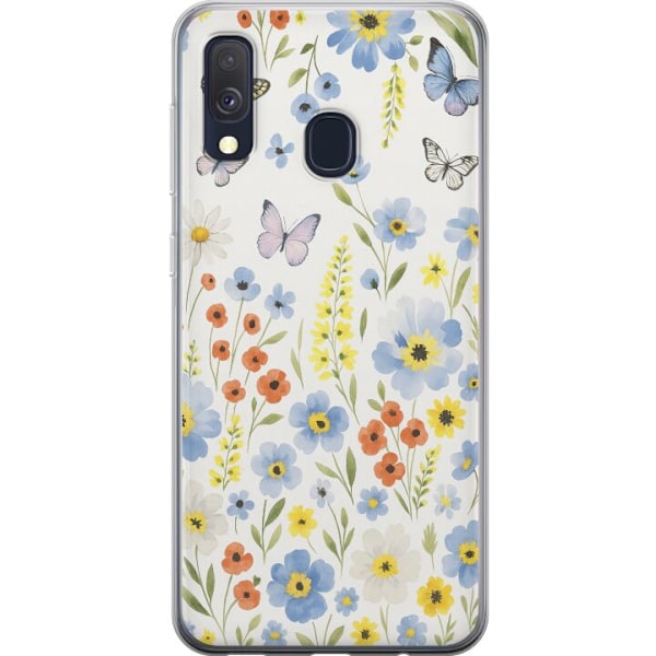 Samsung Galaxy A40 Genomskinligt Skal Sommarblommor