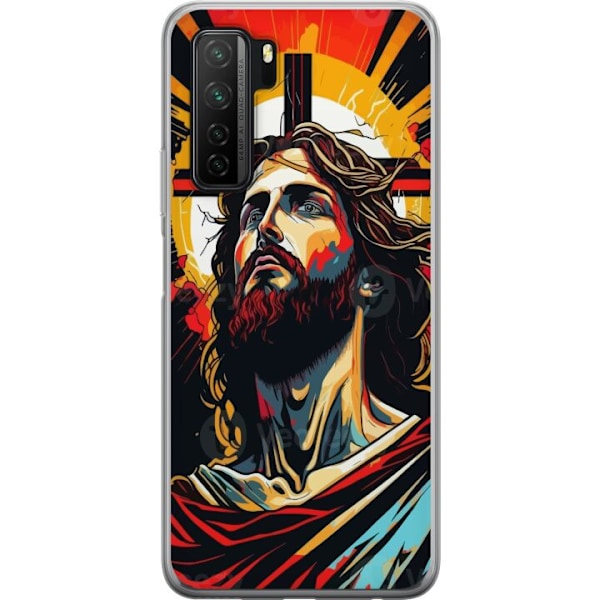 Huawei P40 lite 5G Läpinäkyvä kuori Jeesus ja Kortti - uskonnollinen motiivi syvällä symboliikalla