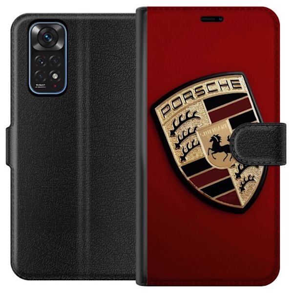 Xiaomi Redmi Note 11 Plånboksfodral Mobilskal med stilren Porce logotyp i svartvitt