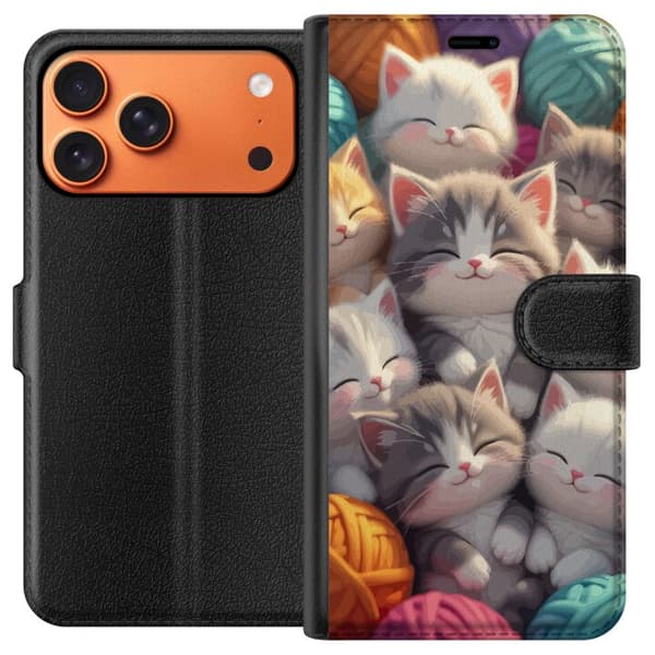 Kompatibelt Plånboksfodral till Apple iPhone 17 Pro Max Sovande kattungar beige