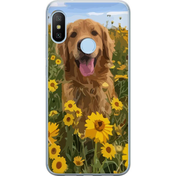 Xiaomi Mi A2 Lite Gennemsigtig cover Golden Retriever Solrosmark Hundemotiv Natur Sommer Design Populær Hunderace Familiefavorit