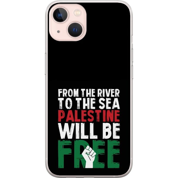 Apple iPhone 13 mini Genomskinligt Skal Free Palestine – politiskt statement med kraftfullt grafiskt uttryck