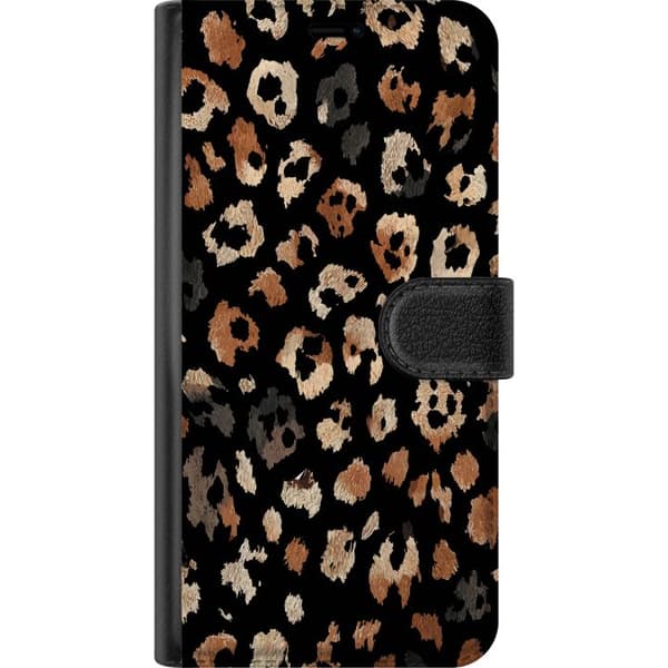 Kompatibel Tegnebogsetui til Nothing Phone (3a) Stilrent leopardmønster i brun, beige og sort på mørk baggrund sort