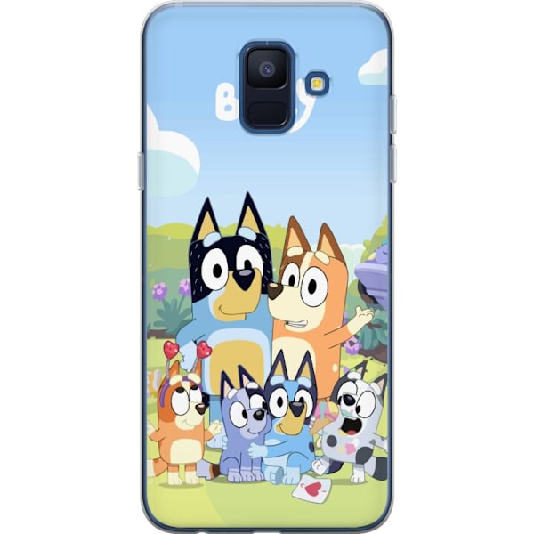 Samsung Galaxy A6 (2018) Genomskinligt Skal Bluey mobilskal med hela familjen i färgglad design