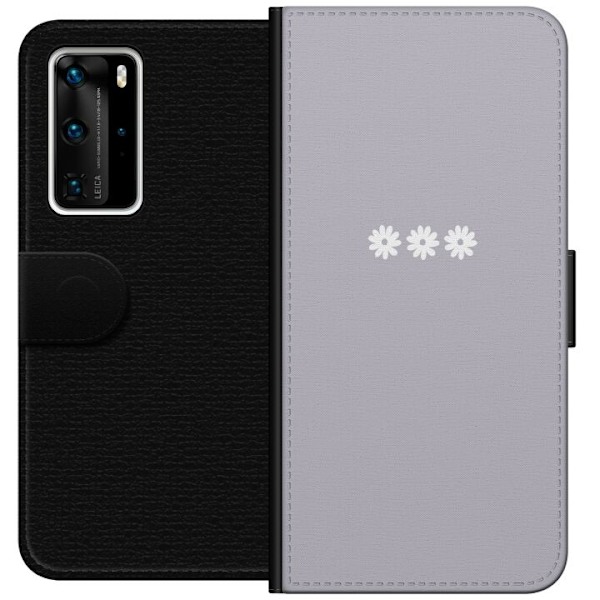 Huawei P40 Pro Lompakkokotelo Lila Blomminimalismi - tyylikäs kukkakuva lila taustalla