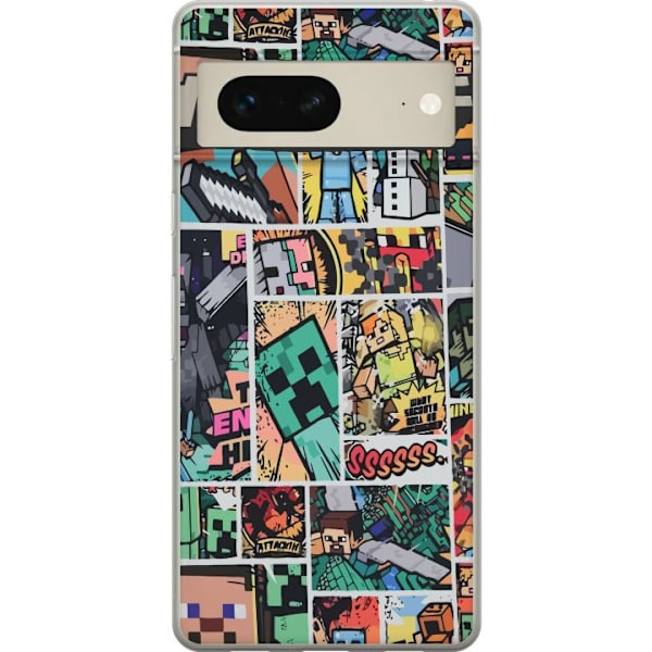 Google Pixel 7 Läpinäkyvä kuori Minecraft Taide