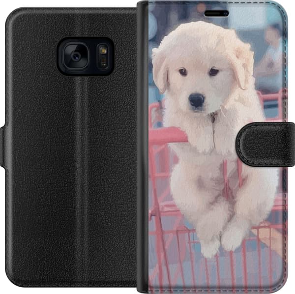 Kompatibel Tegnebogsetui til Samsung Galaxy S7 Hundehvalp