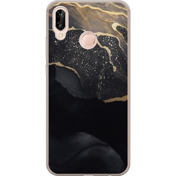 Huawei P20 lite Genomskinligt Skal Svart guld abstrakt