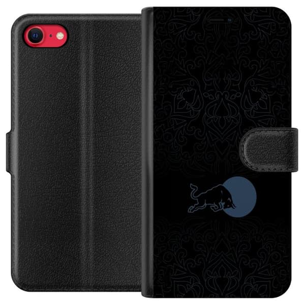 Kompatibel Tegnebogsetui til Apple iPhone 8 Mørk minimalistisk tyr foran fuldmåne sort