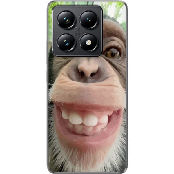 Xiaomi 14T Läpinäkyvä kuori Simpanssi Selfie Rauhallinen Graafinen Suunnittelu Apinan Aihe Suosittu Urban Art Tyyli