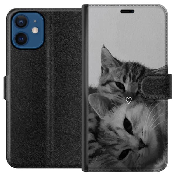 Kompatibel Tegnebogsetui til Apple iPhone 12 mini Kat Hjerte