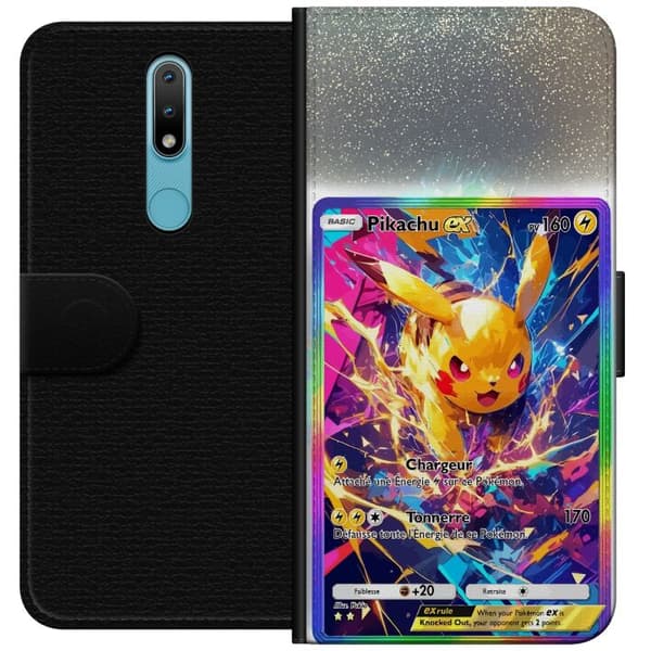 Kompatibelt Plånboksfodral till Nokia 2.4 Pikachu gul