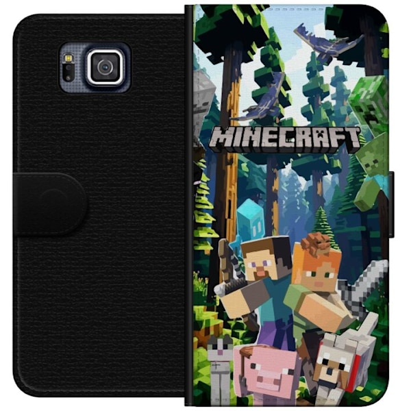 Samsung Galaxy Alpha Lompakkokotelo Minecraft-matkapuhelinkotelo metsällä ja pikselityylisillä hahmoilla