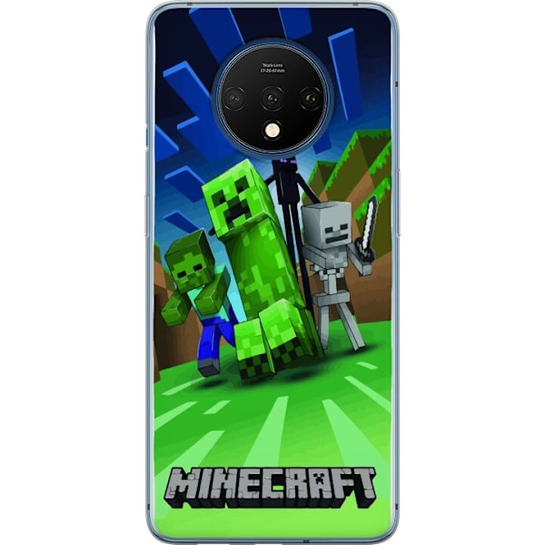 OnePlus 7T Genomskinligt Skal Minecraft Creeper mobilskal i klassisk grön pixelstil