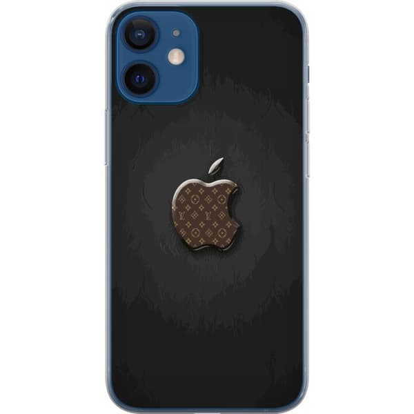 Kompatibelt Mobildeksel til Apple iPhone 12 mini Mørkt minimalistisk design med eplesymbol og luksuriøst monogrammønster