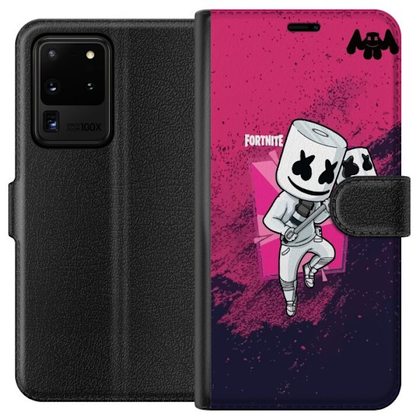 Samsung Galaxy S20 Ultra Plånboksfodral Marshmello Fortnite Skin Emote Gaming DJ Karaktär Populärt Motiv Barn Ungdom Trend