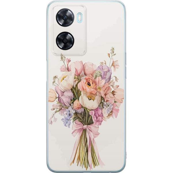 OnePlus Nord N20 SE Gjennomsiktig deksel Mobildeksel med fargerikt blomsterbukett i romantisk stil