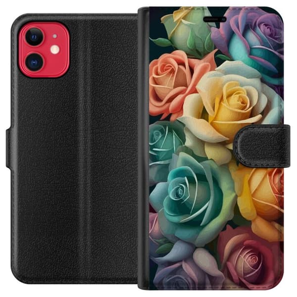 Kompatibel Tegnebogsetui til Apple iPhone 11 Farverige Roser
