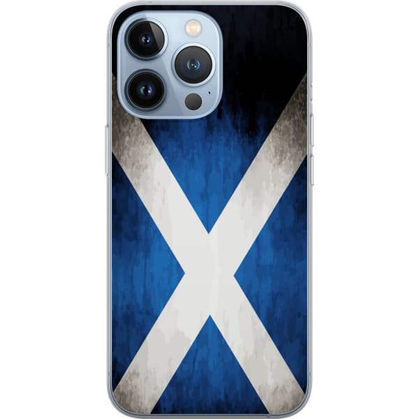 Kompatibelt Mobildeksel til Apple iPhone 13 Pro Skottlands flagg med grunge effekt og blå hvit design blå