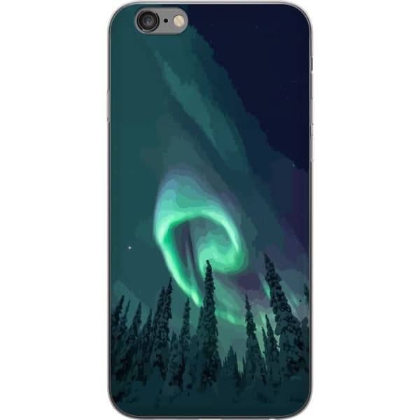 Kompatibelt Mobilskal till Apple iPhone 6 Plus Norrsken över vinterlandskap grön