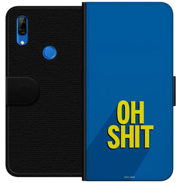 Kompatibelt Lommeboketui til Huawei P Smart Z Oh Shit text blå