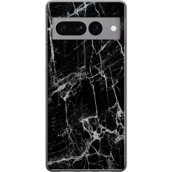 Google Pixel 7 Pro Läpinäkyvä kuori Musta marmori