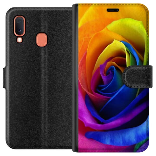 Kompatibelt Plånboksfodral till Samsung Galaxy A20e Rainbow Rose