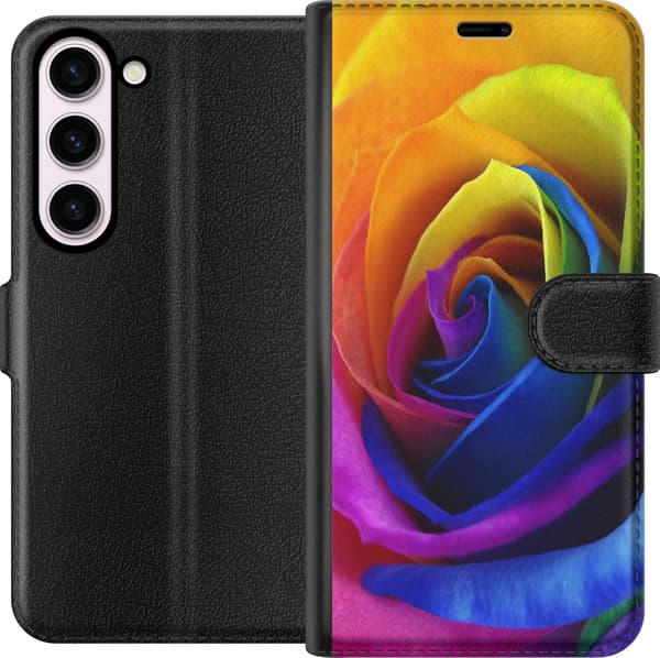 Kompatibel Tegnebogsetui til Samsung Galaxy S23 Regnbue Rose