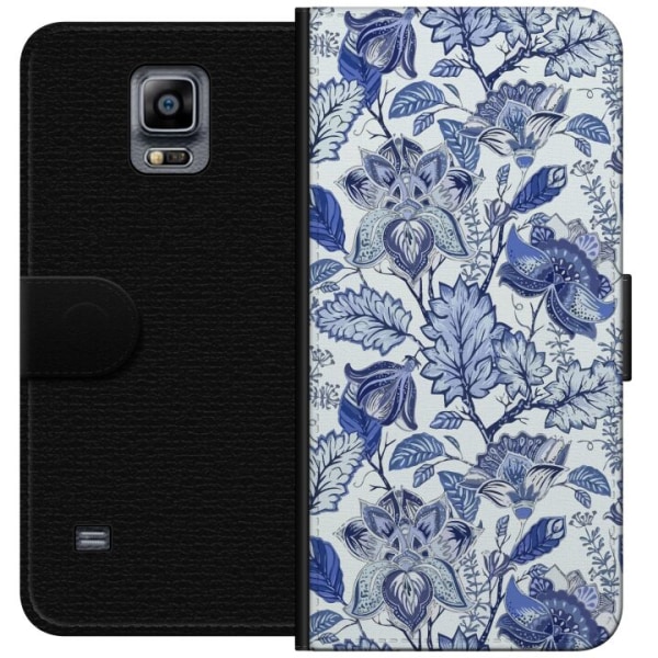 Samsung Galaxy Note 4 Lompakkokotelo Kukat Sininen...