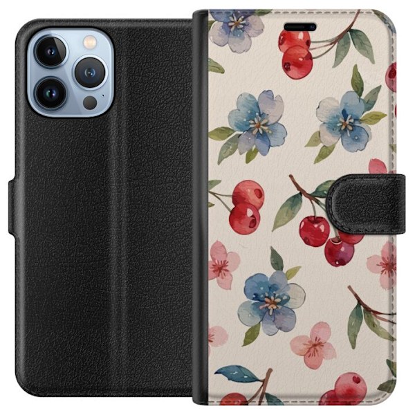 Apple iPhone 13 Pro Max Tegnebogsetui Bær & Blomster - mønst