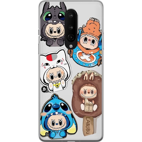 OnePlus 8 Läpinäkyvä kuori Labubu hahmokokoelma - Pop Mart Labubu The Monsters väriluulisessa muotoilussa