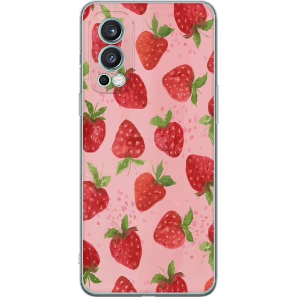 OnePlus Nord 2 5G Gennemsigtig cover Jordbærdrømme - Retro-stil jordbærmønster