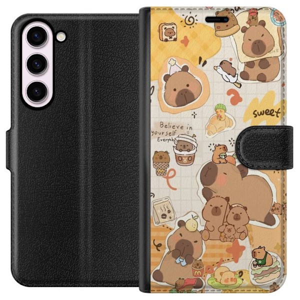 Samsung Galaxy S23+ Plånboksfodral Kawaii capybara mobilskal med gulliga djurmotiv