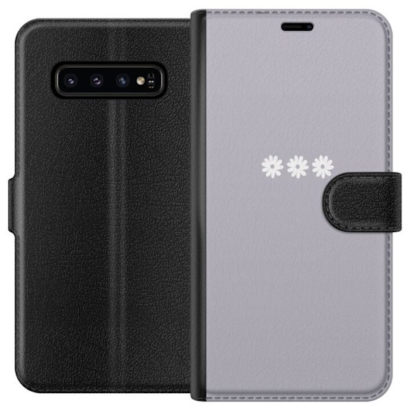 Samsung Galaxy S10 Tegnebogsetui Lilla Blomminimalisme - stilf