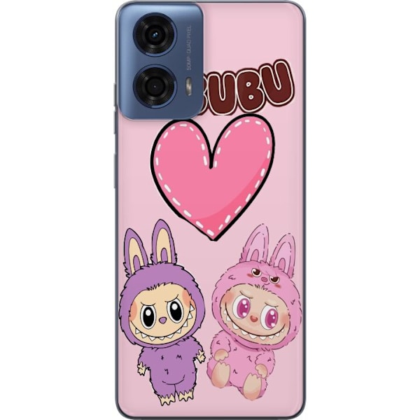 Motorola Moto G04 Genomskinligt Skal Labubu Pink Monster