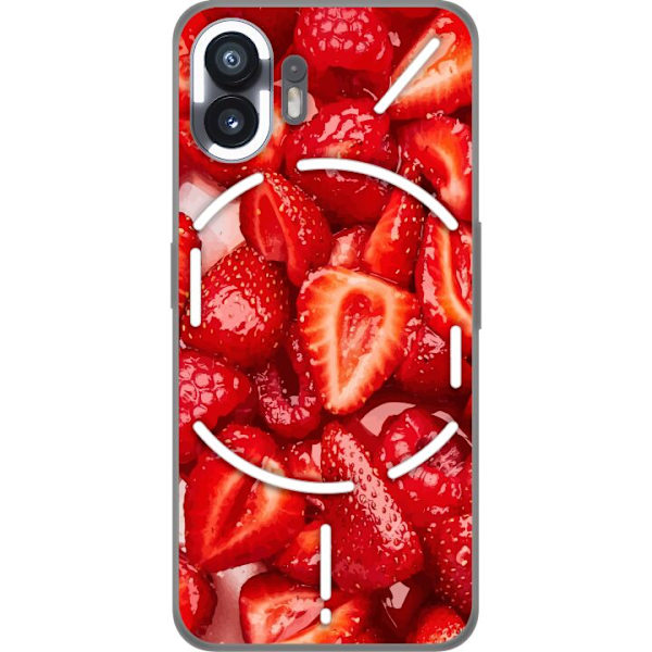 Nothing Phone (2) Läpinäkyvä kuori Mansikkakuviointi - makea motiivi kesäfiiliksellä